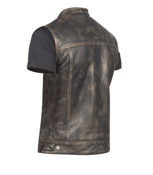 Distressed Brown Leather Vest