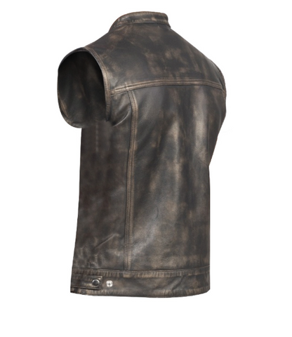 Distressed Brown Leather Vest