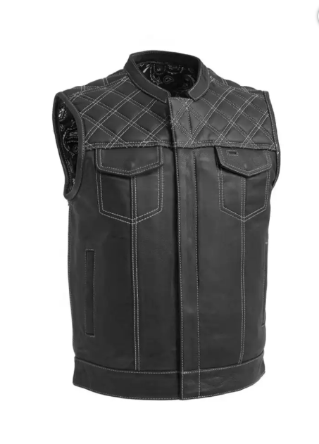 Downside White and Black Leather Vest