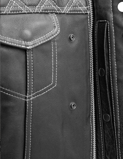 Downside White and Black Leather Vest