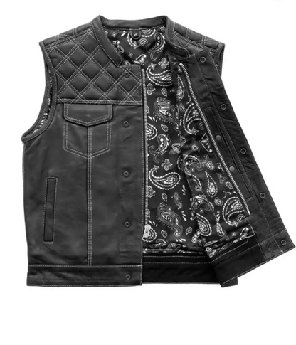 Downside White and Black Leather Vest