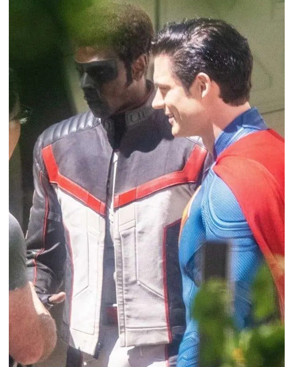 Superman 2025 Mister Terrific Black & White Leather Jacket