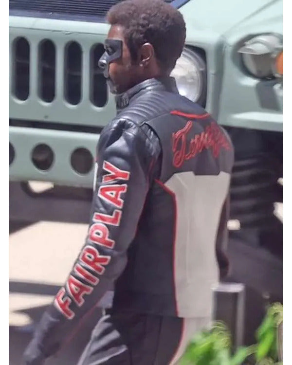 Superman 2025 Mister Terrific Black & White Leather Jacket