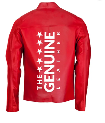 Elegant Red Biker Leather Jacket