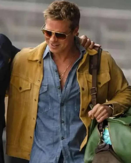 2025 Brad Pitt Suede Leather Jacket