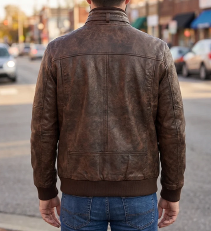 Felix Brown Leather Jacket For Men