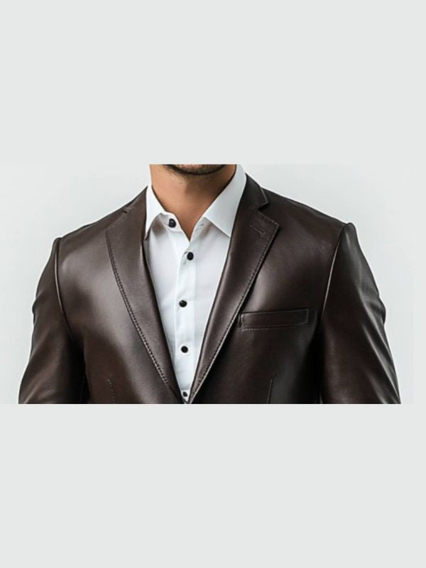 Finley Brown Leather Blazer - Leather Blazer for Men Brown