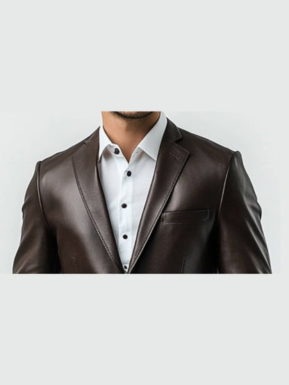 Finley Brown Leather Blazer - Leather Blazer for Men Brown