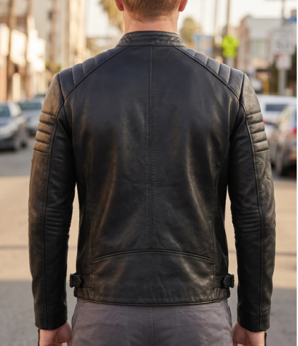 Frank Black Biker Leather Jacket For Men