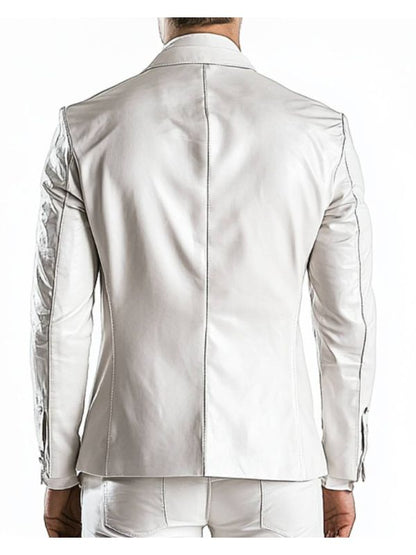 Freddie White Leather Blazer - Leather Blazer for Men White