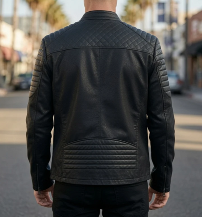 Frederick Black Slim fit Stylish Biker Leather Jacket For Men