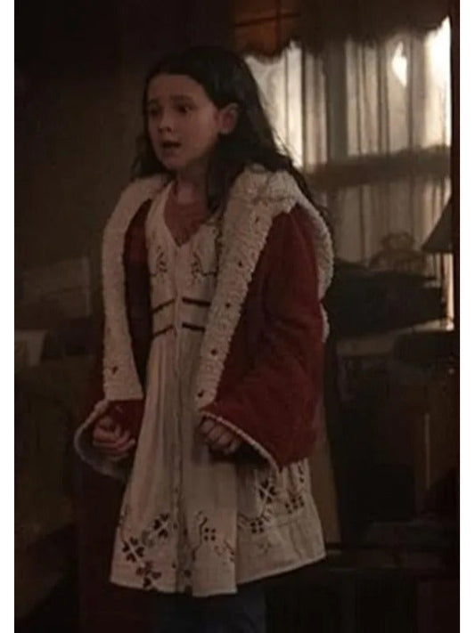 Wolf Man 2025 Matilda Firth Red Shearling Jacket
