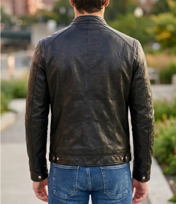 Grant Men’s 100% Real Olive Leather Biker Galore Jacket