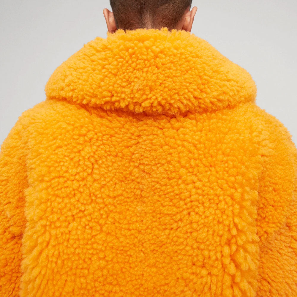 Women’s Orange Winter Fox Fur Shearling Leather Jacket