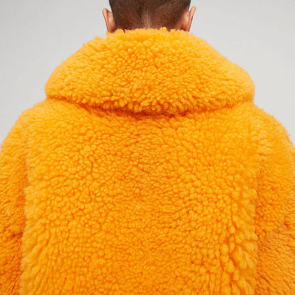 Women’s Orange Winter Fox Fur Shearling Leather Jacket