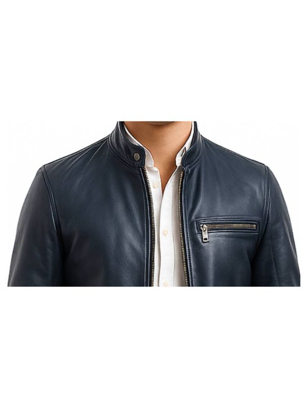 Harrison Blue Leather Jacket - Men Leather Jacket Blue