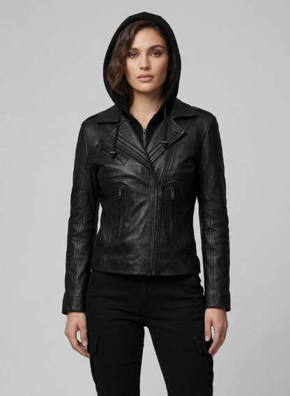 Hooded Flight Leather Jacket