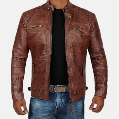 Ironclad Street Men’s Distressed Leather Biker Jacket