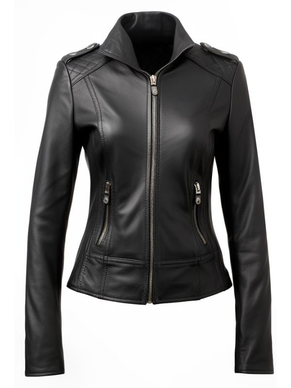 Isabella Black Biker Women Leather Jacket