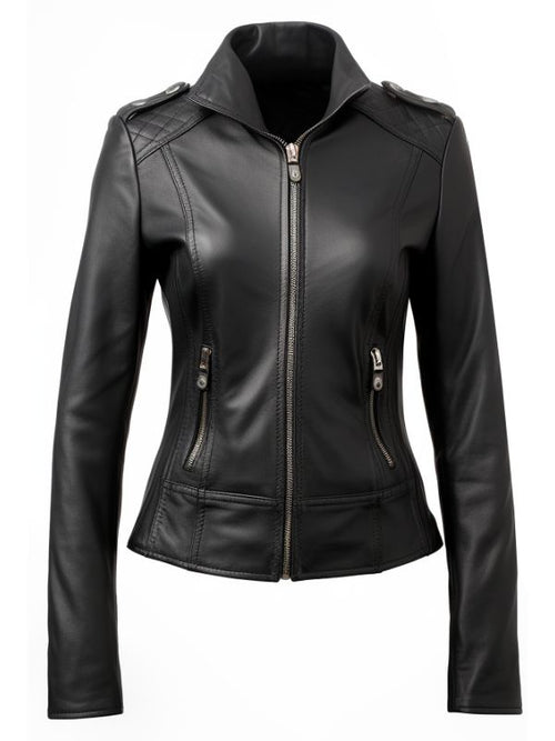 Isabella Black Biker Women Leather Jacket