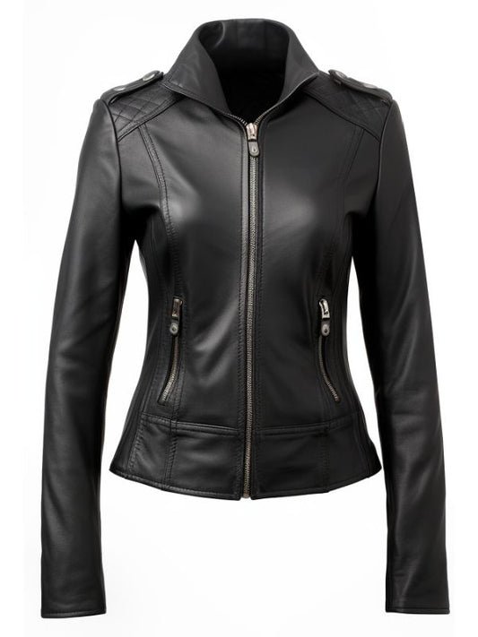 Isabella Black Biker Women Leather Jacket