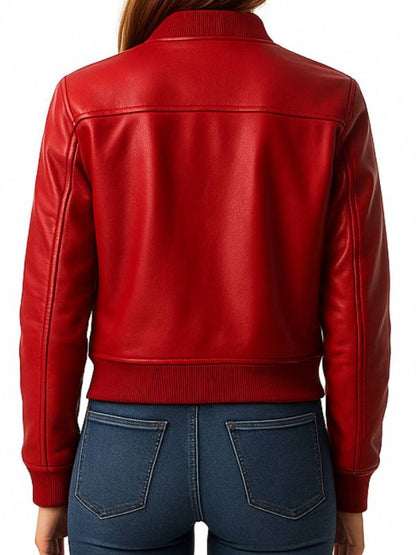 Isla Leather Red Jacket - Women Leather Jacket Red