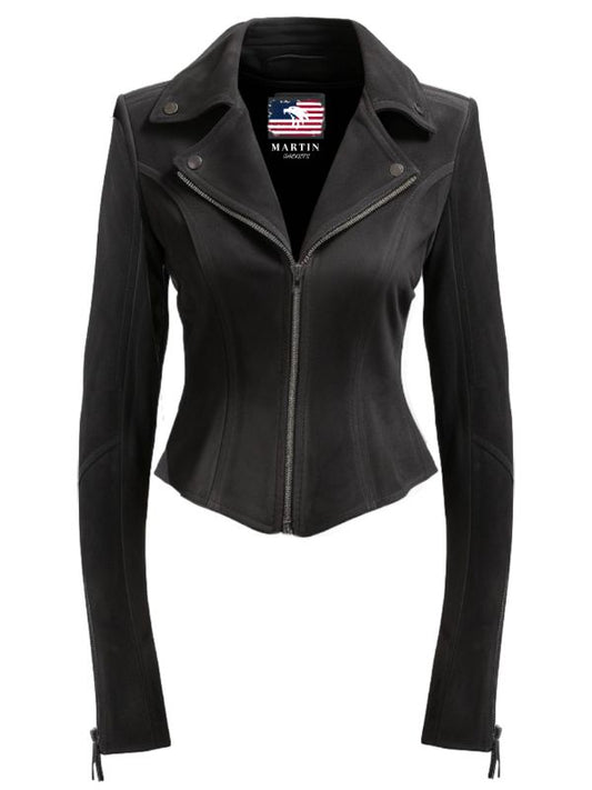 Ixchel Black Women Suede Leather Jacket