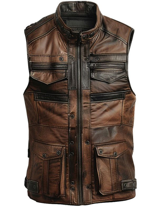 Jack Brown Distressed Leather Vest