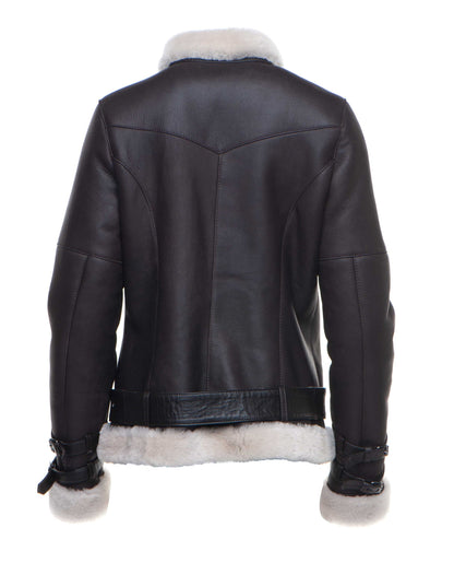 Jaynes Sheepskin Brown Biker Shearling Jacket