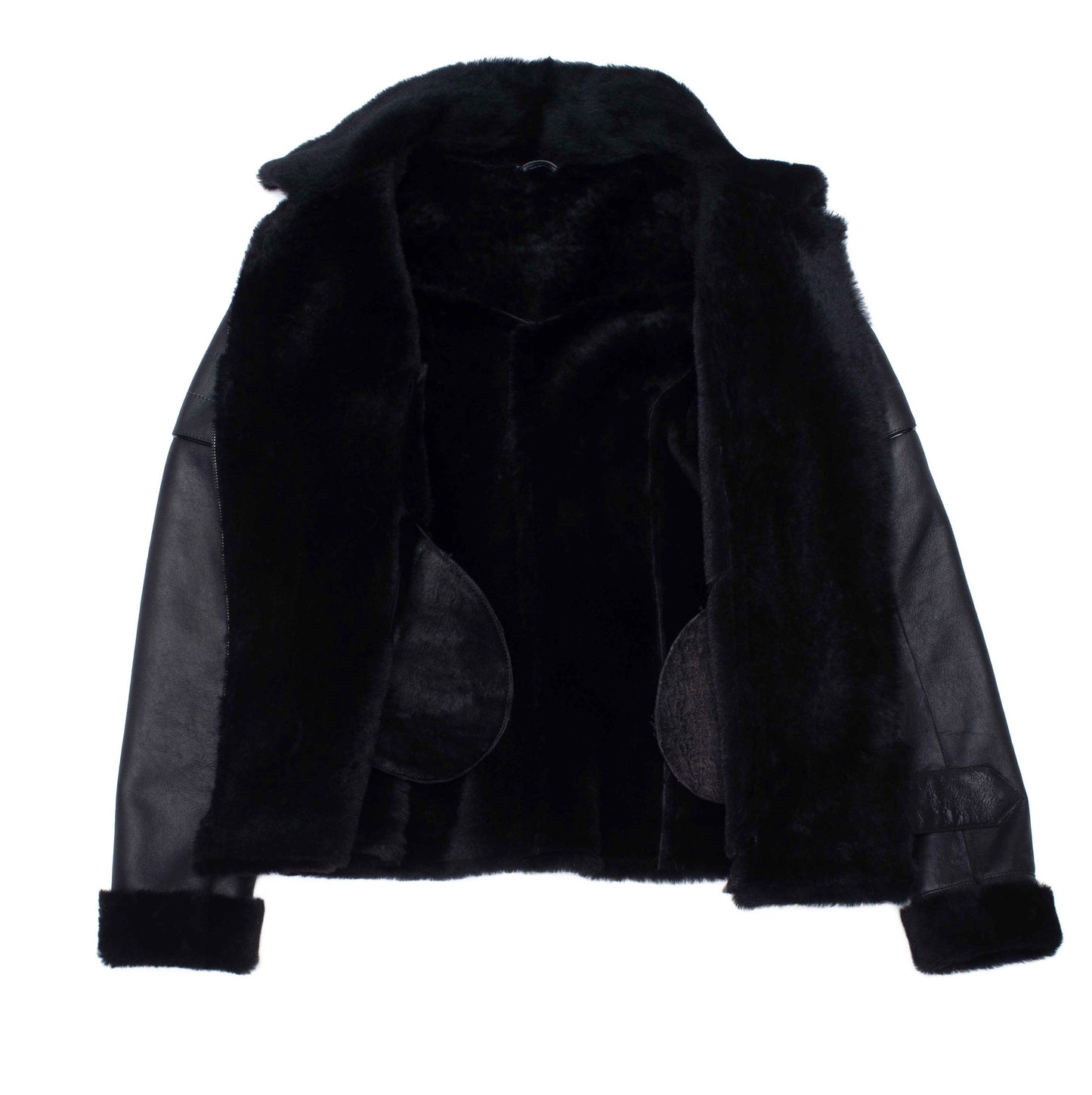Tashas Black Sheepskin Shearling B-3 Bomber Style Jacket