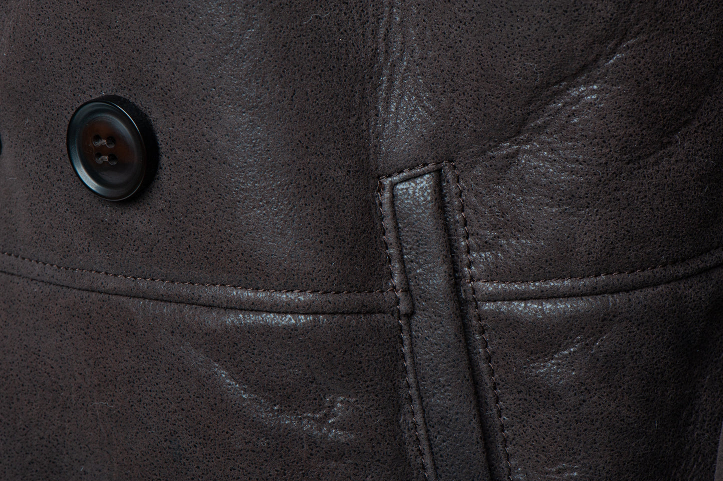 Jozefs 3/4 Length Brown Shearling Buttoned Coat