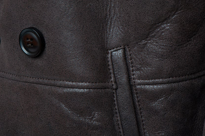 Jozefs 3/4 Length Brown Shearling Buttoned Coat