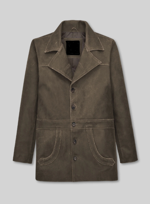 James Franco The Deuce Men's Leather Trench Coat — front view