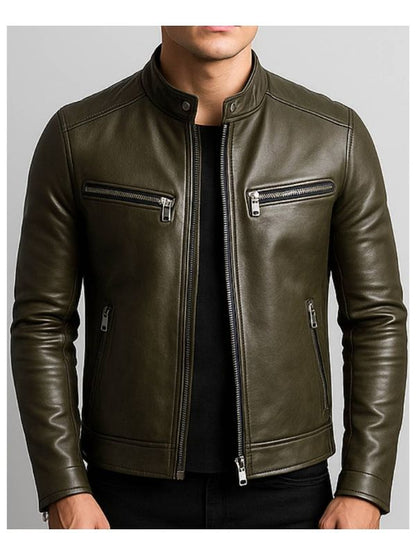 James Leather Green Jacket - Men Leather Jacket Green