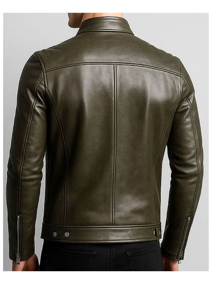 James Leather Green Jacket - Men Leather Jacket Green