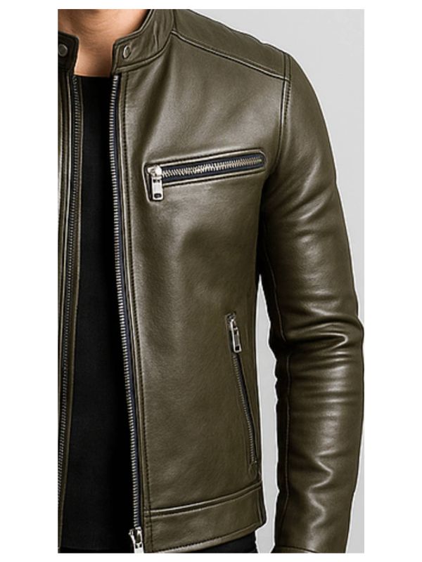 James Leather Green Jacket - Men Leather Jacket Green