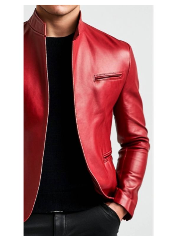 Joshua Red Leather Jacket - Leather Jacket for Men Red