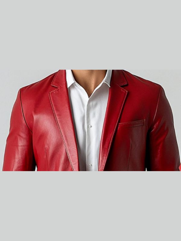 Jude Red Leather Blazer - Leather Blazer for Men Red