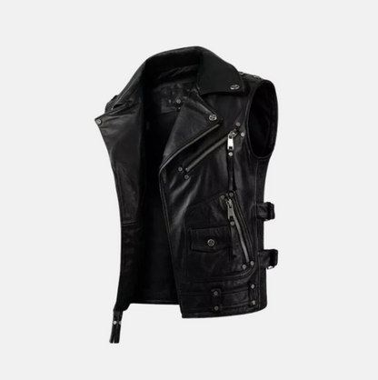 Lavendard Sleeveless Mens Leather Motorcycle Vest