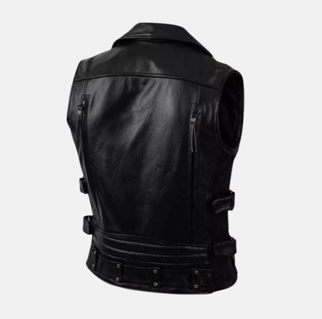 Lavendard Sleeveless Mens Leather Motorcycle Vest