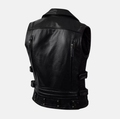 Lavendard Sleeveless Mens Leather Motorcycle Vest
