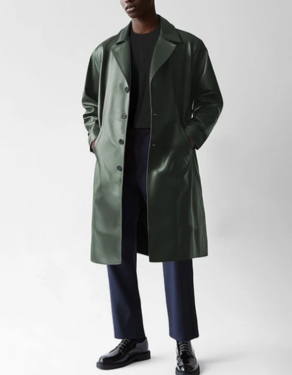 Leather Long Coat #204