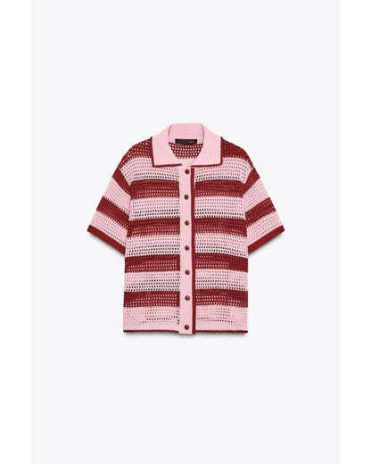 Loose Women 2025 Janet Street-Porter Pink Striped Polo Jacket