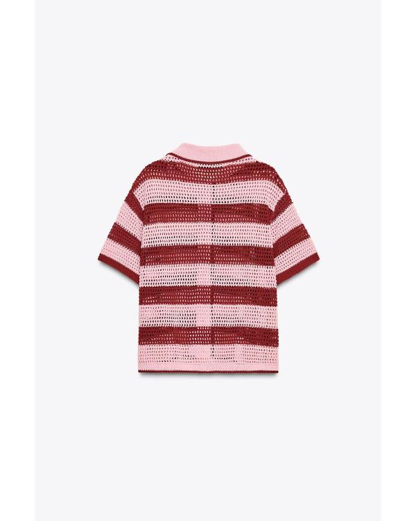 Loose Women 2025 Janet Street-Porter Pink Striped Polo Jacket