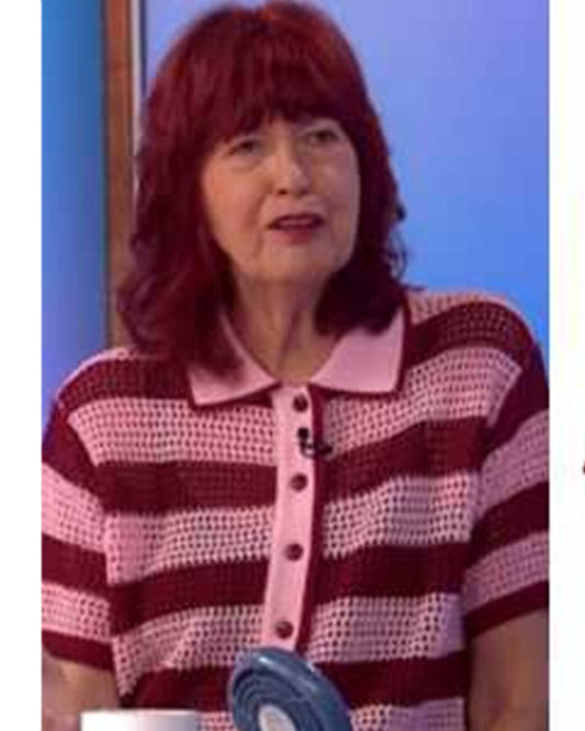 Loose Women 2025 Janet Street-Porter Pink Striped Polo Jacket