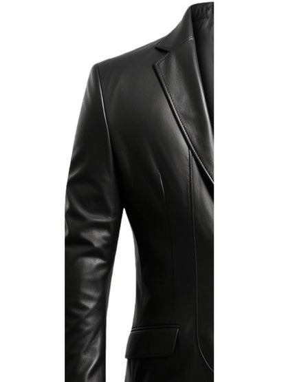 Men 2 Button Leather Blazer