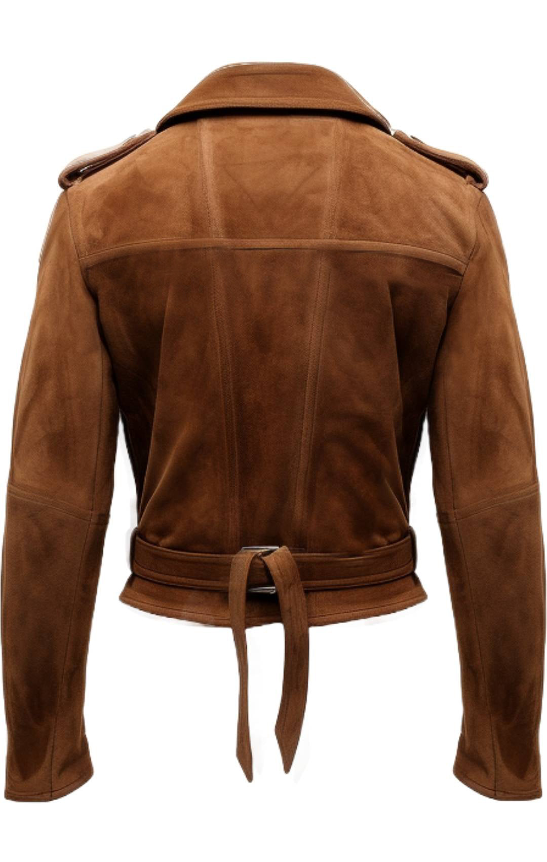 Men Biker Suede Leather Jacket Camel Brown