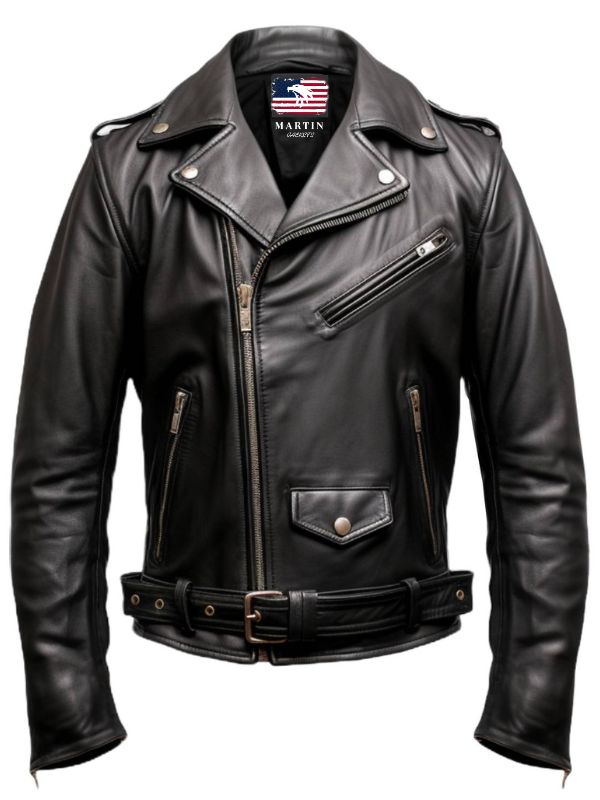 Men Black Biker Genuine Leather Jacket - Biker Jacket Black