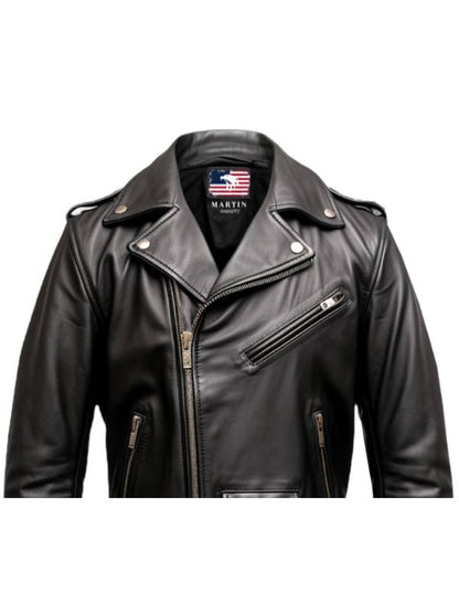 Men Black Biker Genuine Leather Jacket - Biker Jacket Black
