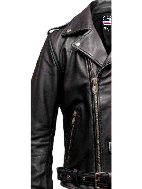 Men Black Biker Genuine Leather Jacket - Biker Jacket Black